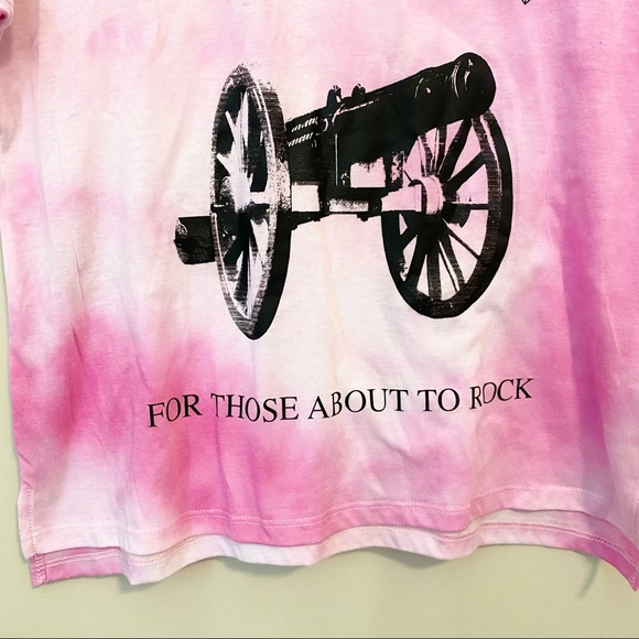 AC/DC Tie Dye Pink Crop Top Band Tee Cannon Rock - Picture 4 of 6